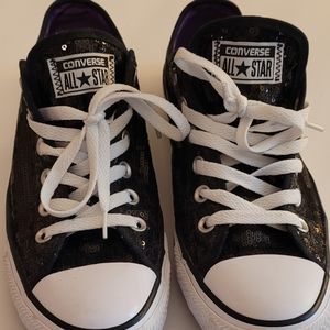 Converse SEQUIN Black All Star low top 9 worn once